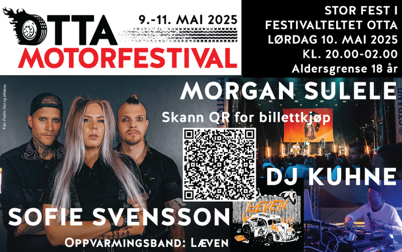 Otta Motorfestival fest lørdag Morgan Sulele, Sofie Svensson og DJ Kuhne